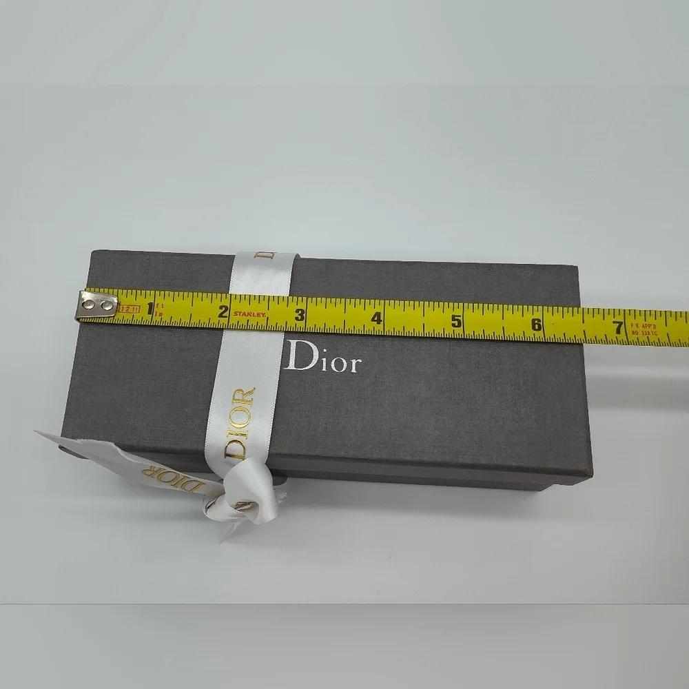 DIOR Sunglasses Case White Cannage Box Gray Fabric Storage Box Ribbon Set EUC